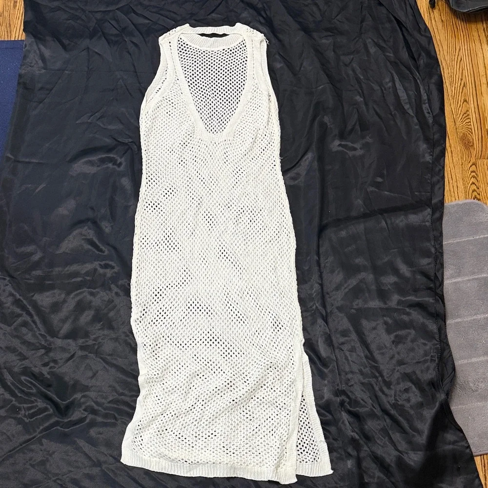 White Knit Swim Cover-Up Dress - Picture 4 of 6